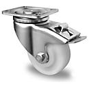 CASCOO Roulette pivotante V0Z0, avec blocage total, ø de roue 80 mm x L 37 mm, jante en polyamide, bande de roulement en polyamide, naturel/blanc, roulement à billes double, jusqu'à 300 kg