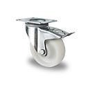 CASCOO Roulette pivotante Z0Z0, avec blocage total, ø de roue 150 mm x L 50 mm, jante en polyamide, bande de roulement en polyamide, naturel/blanc, roulement à billes double, jusqu'à 800 kg
