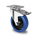CASCOO wiel R4F1, met rem, wiel ø 160 mm x B 46 mm, polyamide velg, elastisch loopvlak, blauw, rollager, tot 300 kg