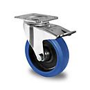 CASCOO wiel R4F1, met rem, wiel ø 80 mm x B 35 mm, polyamide velg, elastisch loopvlak, blauw, rollager, tot 130 kg