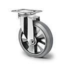 CASCOO zwenkwiel BAF2, met wiel ø 160 mm x B 50 mm, aluminium velg, elastisch loopvlak, grijs, dubbele kogellager, tot 400 kg