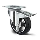 CASCOO zwenkwiel BAF4, met rem, wiel ø 160 mm x B 50 mm, aluminium velg, elastisch loopvlak, zwart, dubbele kogellager, tot 400 kg