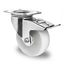 CASCOO zwenkwiel N0N0, met rem, wiel ø 100 mm x B 36 mm, polyamide velg, polyamide loopvlak, naturel/wit, rollager, tot 150 kg