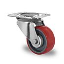 CASCOO zwenkwiel N2U6, met wiel ø 80 mm x B 32 mm, polyamide velg, polyurethaan loopvlak, rood, rollager, tot 130 kg