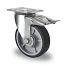 CASCOO zwenkwiel P2G2, met rem, wiel ø 125 mm x B 35 mm, velg polypropyleen, loopvlak elastomeer, grijs, kogellager, tot 165 kg