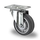 CASCOO zwenkwiel P2G2, met wiel ø 100 mm x B 32 mm, velg van polypropyleen, loopvlak van elastomeer, grijs, kogelgelagerd, tot 130 kg