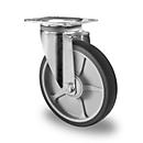 CASCOO zwenkwiel P2G2, met wiel ø 200 mm x B 40 mm, velg van polypropyleen, loopvlak van elastomeer, grijs, kogelgelagerd, tot 250 kg