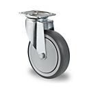 CASCOO zwenkwiel P2T2, met wiel ø 100 mm x B 32 mm, velg van polypropyleen, loopvlak van elastomeer, grijs, kogelgelagerd, tot 100 kg
