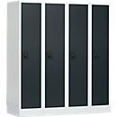 Casier scolaire, largeur de compartiment 300 mm, serrure à cylindre de sécurité, 4 compartiments, gris clair/anthracite