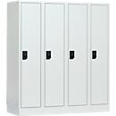 Casier scolaire, largeur de compartiment 300 mm, serrure à cylindre de sécurité, 4 compartiments, gris clair/gris clair