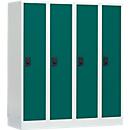 Casier scolaire, largeur de compartiment 300 mm, serrure à cylindre de sécurité, 4 compartiments, gris clair/vert opale