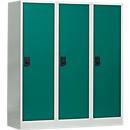 Casier scolaire, largeur de compartiment 400 mm, 3 compartiments, gris clair/vert opale
