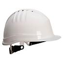 Casque de protection industriel Portwest PS62 Expertline, ventilé, avec visière, gouttière, calotte réglable, PEHD, blanc