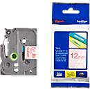 Cassette de ruban pour titreuses TZe-132 Brother, 12 mm de largeur, incolore/rouge