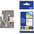 Cassette de ruban pour titreuses TZe-222 Brother, 9 mm de largeur, blanc/rouge
