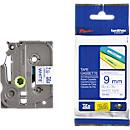 Cassette de ruban pour titreuses TZe-223 Brother, 9 mm de largeur, blanc/bleu