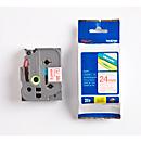 Cassette de ruban pour titreuses TZe-252 Brother, 24 mm, blanc/rouge