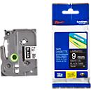 Cassette de ruban pour titreuses TZe-325 Brother, 9 mm de largeur, noir/blanc