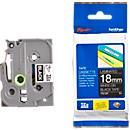Cassette de ruban pour titreuses TZe-345 Brother, 18 mm de largeur, noir/blanc