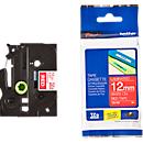 Cassette de ruban pour titreuses TZe-435 Brother, 12 mm de largeur, rouge/blanc