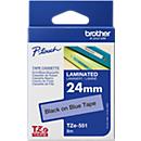 Cassette de ruban pour titreuses TZe-551 Brother, 24 mm, bleu/noir