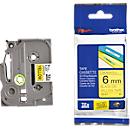 Cassette de ruban pour titreuses TZe-611 Brother, 6 mm de largeur, jaune/noir