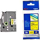 Cassette de ruban pour titreuses TZe-651 Brother, 24 mm, jaune/noir