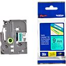 Cassette de ruban pour titreuses TZe-721 Brother, 9 mm de largeur, vert/noir
