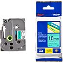 Cassette de ruban pour titreuses TZe-741 Brother, 18 mm de largeur, vert/noir