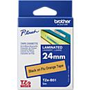 Cassette de ruban pour titreuses TZe-B51 Brother, 24 mm, orangé de sécurité/noir