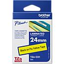 Cassette de ruban pour titreuses TZe-C51 Brother, 24 mm, jaune de sécurité/noir