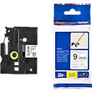 Cassette de ruban pour titreuses TZe-FX221 Brother, 9 mm de largeur, blanc/noir