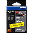 Cassette de ruban pour titreuses TZe-FX631 Brother, 12 mm de largeur, jaune/noir
