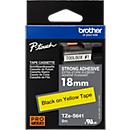 Cassette de ruban pour titreuses TZe-S641 Brother, 18 mm de largeur, jaune/noir
