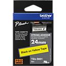 Cassette de ruban pour titreuses TZe-S651 Brother, jaune/noir