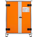 CEMO Armoire de charge d'accumulateurs 8/10 pour installations de détection d'incendie, triphasée, 2 blocs multiprises à 6 prises, ventilés, 2 détecteurs de fumée, avec pieds, L 830 x P 660 x H 1110 mm, gris clair/orange pur
