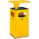 Cendrier poubelle B42, avec toit, bac intérieur inclus, jaune