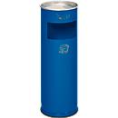 Cenicero combinado VAR, redondo, 16 l, para uso en interiores y exteriores, con tamiz y protección de bordes, Ø 230 x H 660 mm, chapa de acero, azul genciana