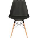 Chaise coque DOGEWOOD - plastique- pieds en bois - coussin d'assise - noir