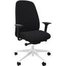 Chaise de bureau Interstuhl HEJis3, mécanisme synchrone, accoudoirs, soutien lombaire FlexGrid, dossier rembourré, assise plate, noir/blanc