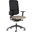 Chaise de bureau NowyStyl UTILA, avec accoudoirs, mécanisme synchrone, siège multicouche, hauteur/profondeur d'assise réglables, dossier avec revêtement résille, noir/marron