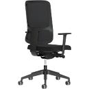 Chaise de bureau NowyStyl UTILA, avec accoudoirs, mécanisme synchrone, siège multicouche, hauteur/profondeur d'assise réglables, dossier avec revêtement résille, noir/noir