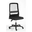 Chaise de bureau Prosedia ECCON plus-3, contact permanent, sans accoudoirs, dossier en maille, avec soutien lombaire, assise plate, noir/blanc