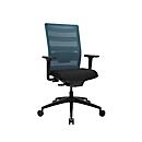 Chaise de bureau Topstar AirWork, avec accoudoirs, mécanisme auto-synchrone, assise multicouche, dossier résille avec soutien lombaire, pétrole/noir