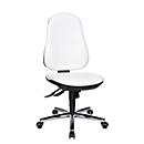 Chaise de bureau Topstar SUPPORT SY, sans accoudoirs, mécanisme synchrone, siège à disque intervertébral, cuir synthétique résistant aux désinfectants, blanc/argent chromé
