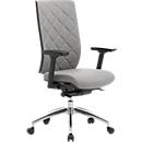 Chaise de bureau WIKI, avec accoudoirs, dossier en tissu, structure en aluminium poli, gris clair