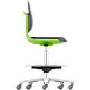 Chaise de travail Labsit haute, rembourrage SKINTEC, roulettes d'assise et de maintien, L 450 x P 420 x H 560 - 810 mm, vert
