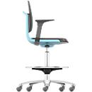 Chaise de travail Labsit haute, similicuir, roulettes d'assise et de maintien, L 450 x P 420 x H 560 - 810 mm, bleu