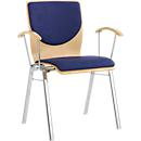 Chaise empilable 7450, siège moulé, soutien lombaire, Dossier rembourré, avec accoudoirs, tissu de revêtement Kashmara, bleu