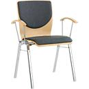 Chaise empilable 7450, siège moulé, soutien lombaire, Dossier rembourré, avec accoudoirs, tissu de revêtement Kashmara, gris